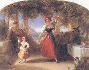 Thomas Uwins A Italian Mother Teaching her child the Tarantella France oil painting artist